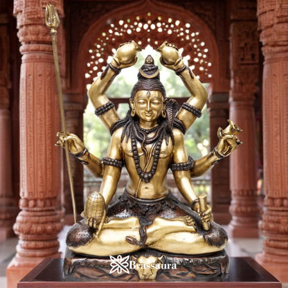 Brassaura™ Large Brass Lord Shiva Statue – Height 30 Inches & Weight 46 Kgs | Devotional Idol Online