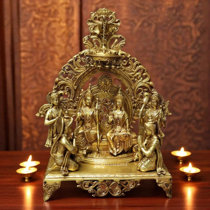Brassaura™ Brass Ram Darbar Idol – Height 19 Inches & Weight 25.5 Kgs | Royal Ensemble for Temple & Home Décor
