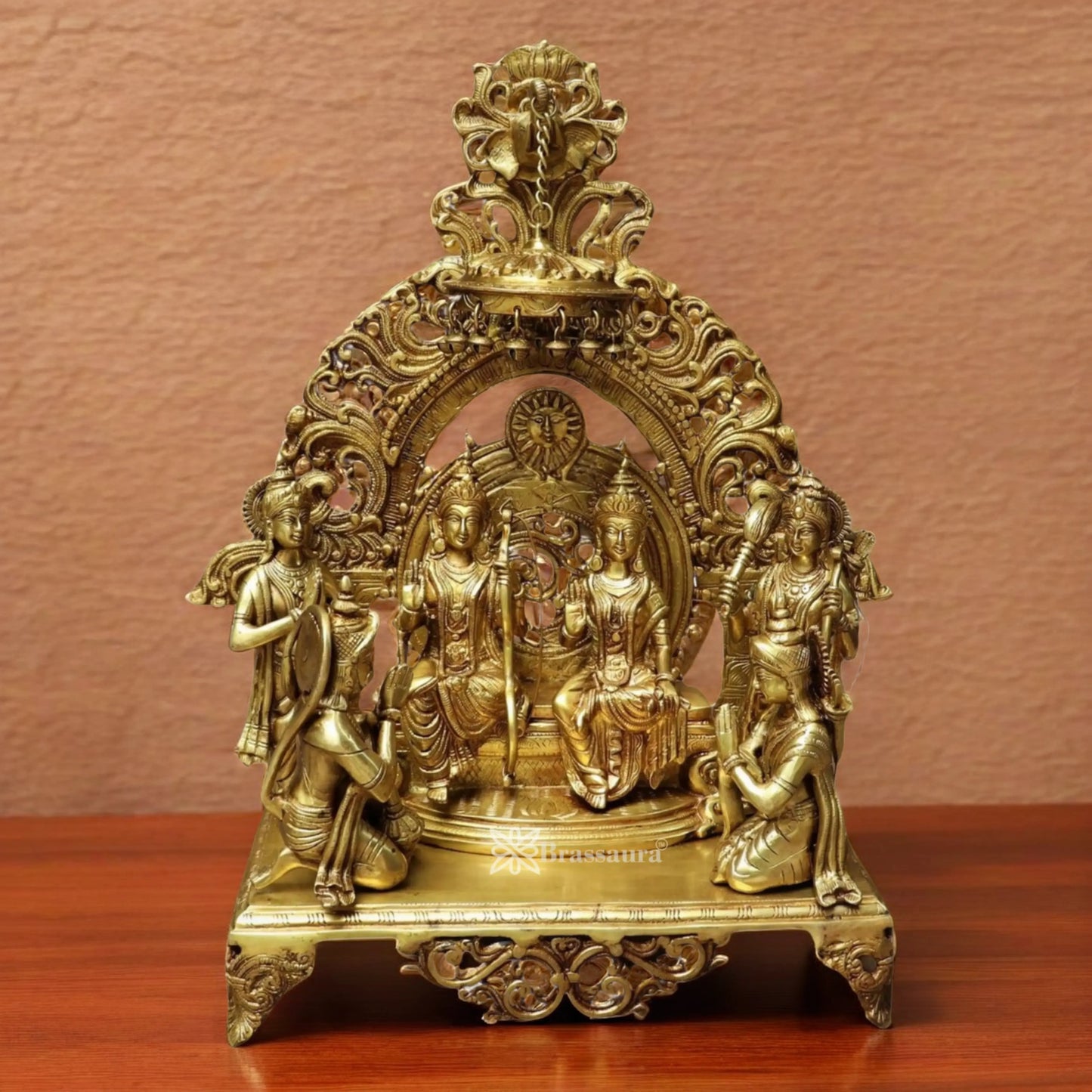 Brassaura™ Brass Ram Darbar Idol – Height 19 Inches & Weight 25.5 Kgs | Royal Ensemble for Temple & Home Décor