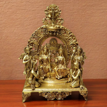 Brassaura™ Brass Ram Darbar Idol – Height 19 Inches & Weight 25.5 Kgs | Royal Ensemble for Temple & Home Décor