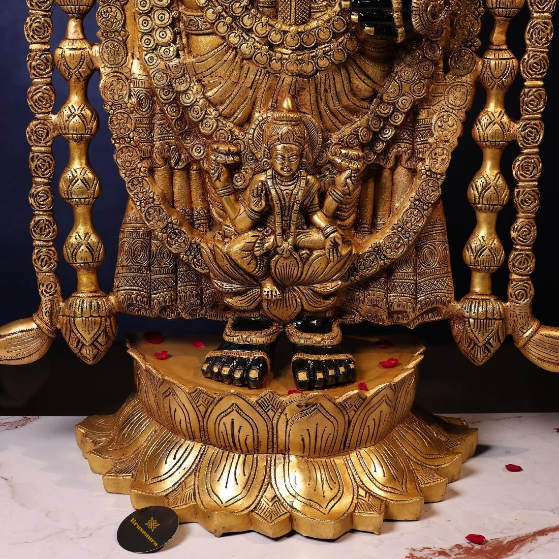Brassaura® Tirupati Balaji Standing Idol with Black Colour Finish | Pure Superfine Brass Handcrafted Murti | Brass Statue for Home Temple, Pooja Room | Height 58 Inches | Weight 59 Kgs