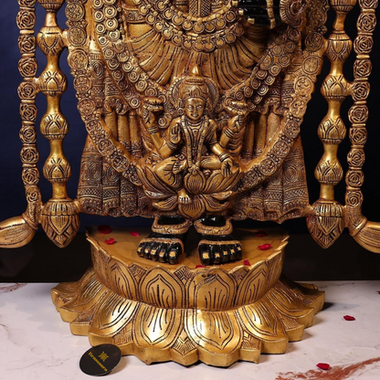 Brassaura® Tirupati Balaji Standing Idol with Black Colour Finish | Pure Superfine Brass Handcrafted Murti | Brass Statue for Home Temple, Pooja Room | Height 58 Inches | Weight 59 Kgs