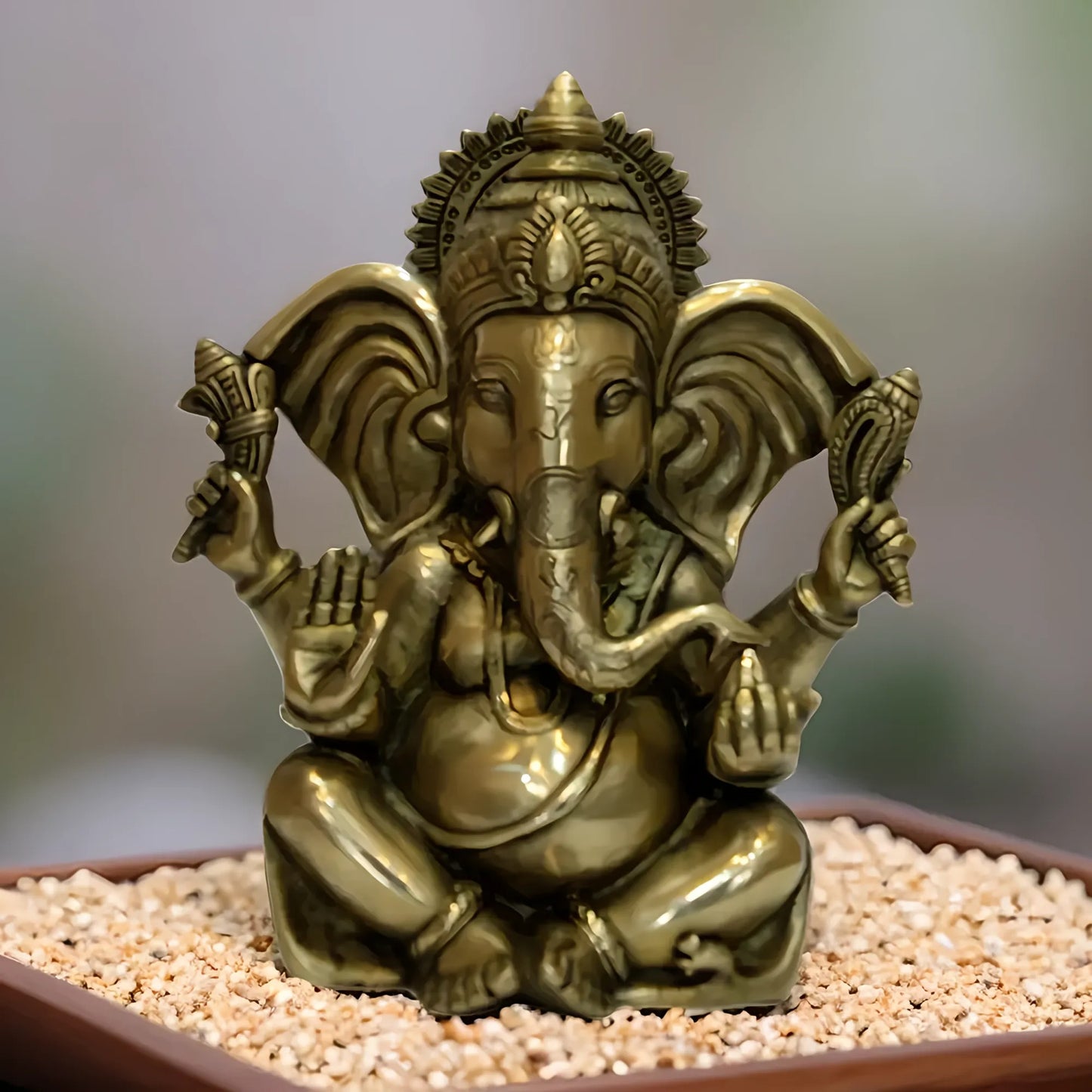 Brassaura™ Brass Gold Color Ganesha Statue | Height 9.8 Inches & Weight 5.24 Kgs