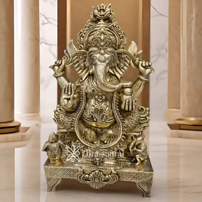 Brassaura™ Brass Jewellery Ganesha Idol for Home and Decor | Weight 60 Kgs | Height 33 Inches