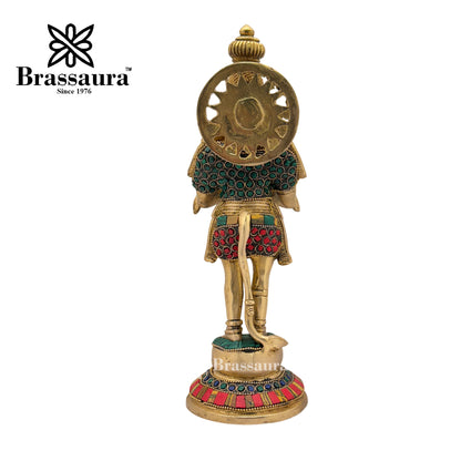 Brass Gem Stone Work Hanuman Idol for Home and Decor Weight 2.8 Kg Height 28 cm