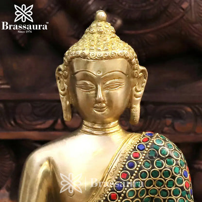 Brass Buddha For Home And Décor Weight 2.42 kg Height 8 Inch