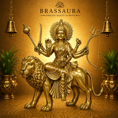 Brassaura® Brass Goddess Durga Statue | Height 58 Inches