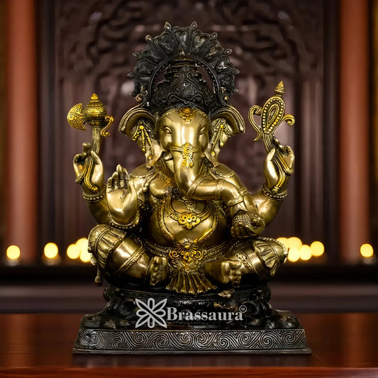 Brassaura™ Brass Ganesha Idol | Height 20 Inches & Weight 22 Kgs