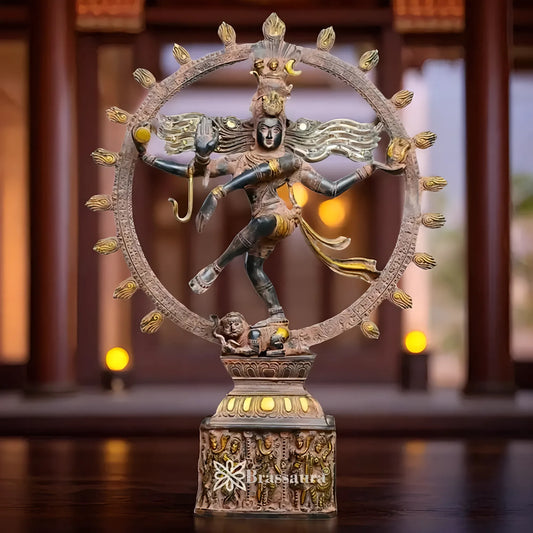 Brassaura™ Brass Nataraja Statue | Antique Finish | Height 23.2 Inches & Weight 11.34 Kgs