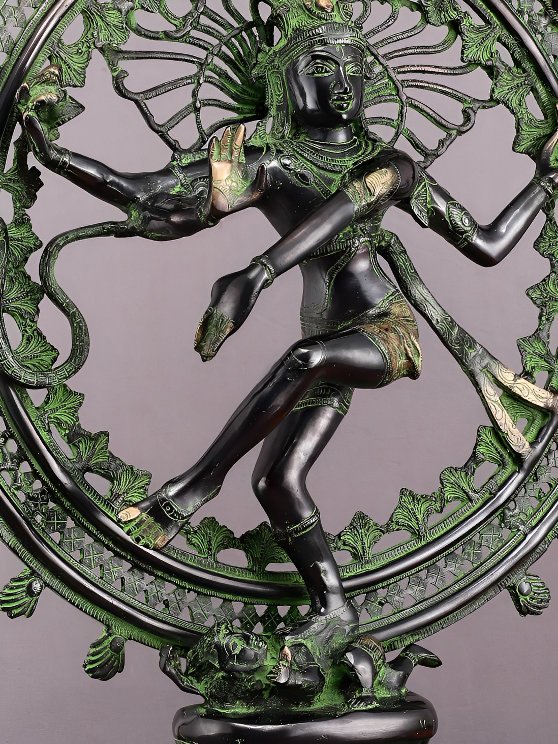 Brassaura™ Superfine Brass Nataraja Statue | Vintage Green & Black Finish | Height 28 Inches & Weight 17.5 Kgs