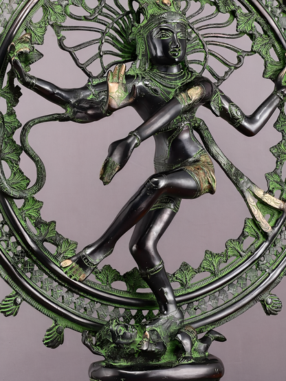 Brassaura™ Superfine Brass Nataraja Statue | Vintage Green & Black Finish | Height 28 Inches & Weight 17.5 Kgs