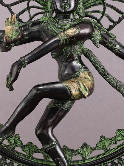 Brassaura™ Superfine Brass Nataraja Statue | Vintage Green & Black Finish | Height 28 Inches & Weight 17.5 Kgs