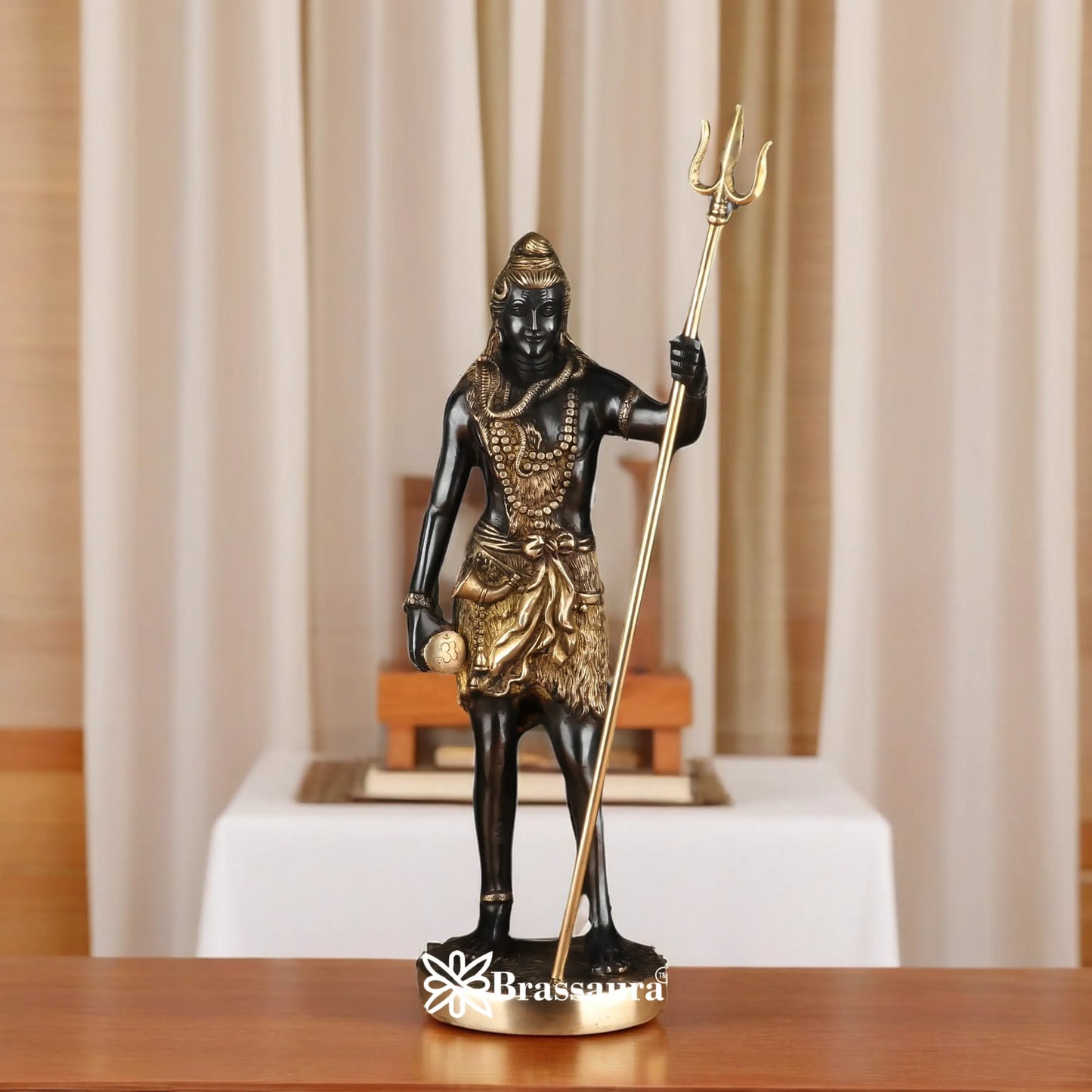 Brassaura™ Handcrafted Brass Shiva Idol – Height 17.5 Inches & Weight 5.8 Kgs | Devotional Sculpture