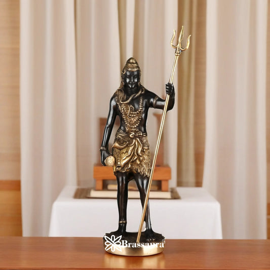 Brassaura™ Handcrafted Brass Shiva Idol – Height 17.5 Inches & Weight 5.8 Kgs | Devotional Sculpture