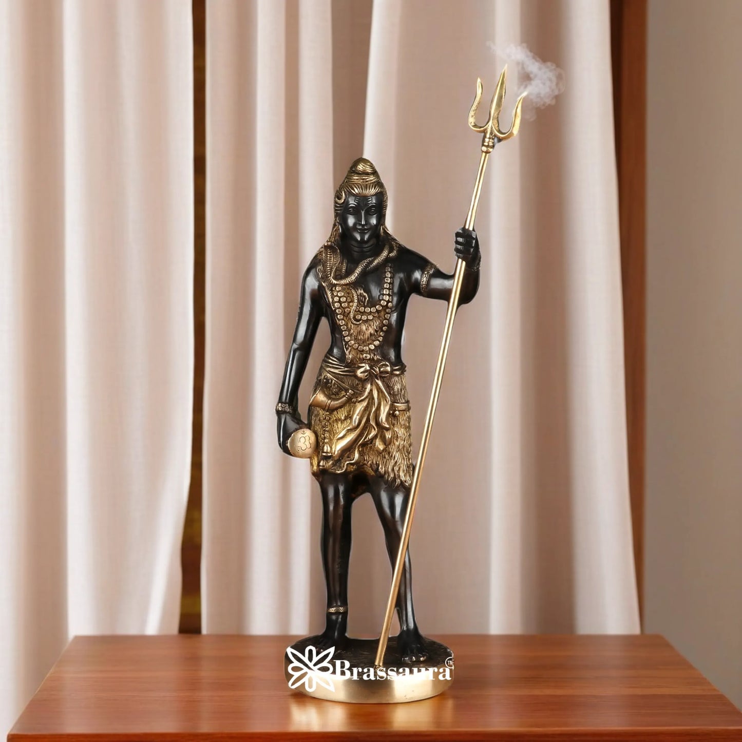 Brassaura™ Handcrafted Brass Shiva Idol – Height 17.5 Inches & Weight 5.8 Kgs | Devotional Sculpture