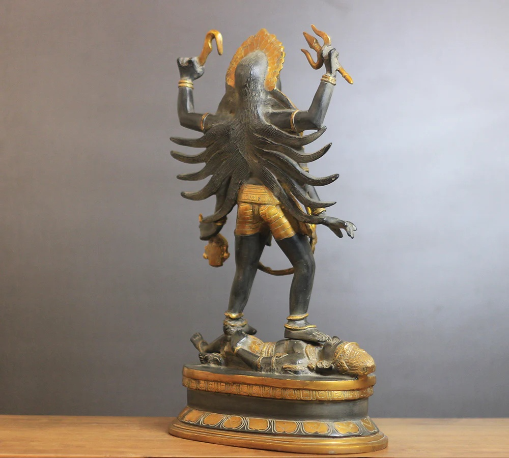 ब्रासोरा® वृंदावन वेणुगोपाल कृष्ण पीतल की प्रतिमा मोर के साथ | एंटीक नीला और सुनहरा रंग | ऊँचाई 20 इंच