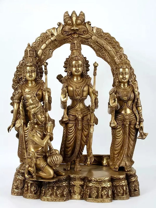 Brassaura™ 25" Ayodhya Rama Darbar Brass Statue | Height 25.59 Inches | Weight 35 Kg | Handmade Brass Idol