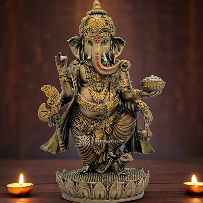 Brassaura™ Resin Ganesha Statue for Home and Decor | Weight 0.5 Kgs | Height 7.48 Inches