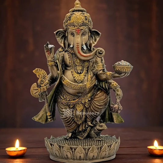 Brassaura™ Resin Ganesha Statue for Home and Decor | Weight 0.5 Kgs | Height 7.48 Inches
