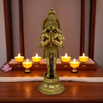 Brassaura™ Brass Hanuman Idol with Traditional Work – Height 11.6 Inches & Weight 2.65 Kgs