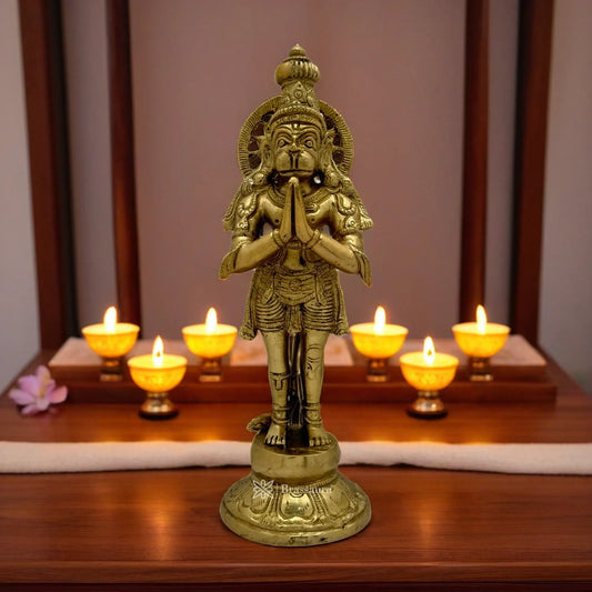 Brassaura™ Brass Hanuman Idol with Traditional Work – Height 11.6 Inches & Weight 2.65 Kgs