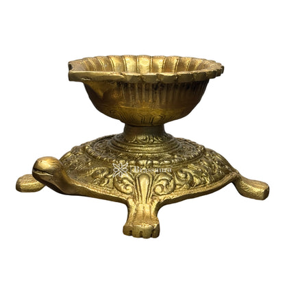 Brass Turtle Diya for Home and Decor and Diwali Gift Items Brass Deepak for Pooja Room Good Luck Vastu and Fengshui Best in Living Room and Home entrace Weight 1.55 Kg Height 13 cm