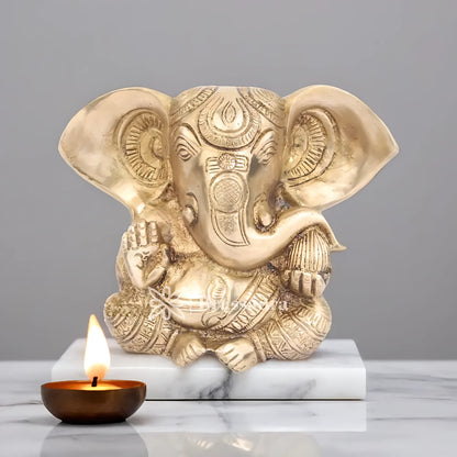 Brassaura™ Brass Ganesha Statue – “Divine Protector” | Height 5 Inches & Weight 1.5 Kgs