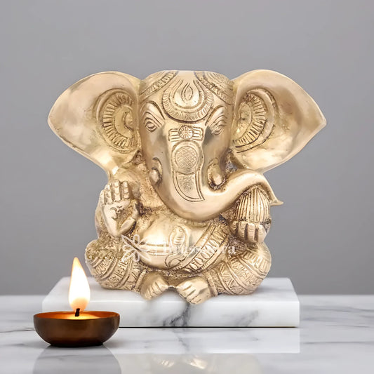 Brassaura™ Brass Ganesha Statue – “Divine Protector” | Height 5 Inches & Weight 1.5 Kgs