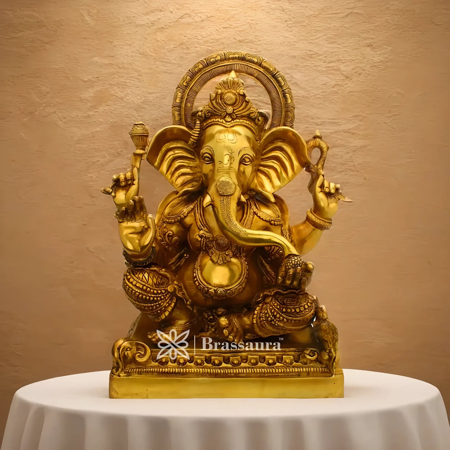 Brassaura™ Brass Ganesha Statue – “Symbol of Auspiciousness” | Height 19 Inches & Weight 21 Kgs