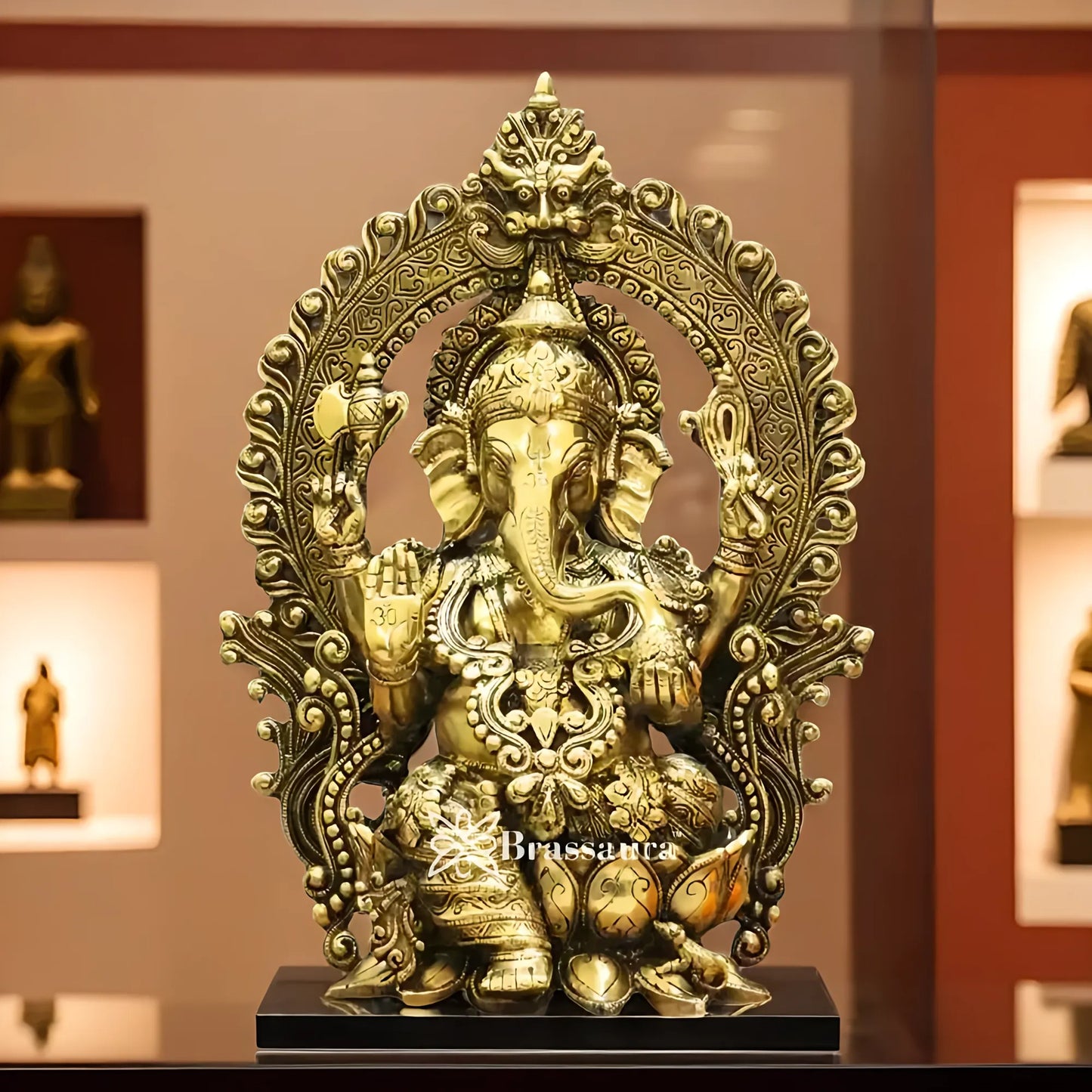 Brassaura™ Brass Ganesha Idol | Height 15.5 Inches & Weight 10.72 Kgs