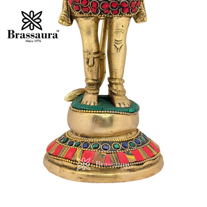 Brass Gem Stone Work Hanuman Idol for Home and Decor Weight 2.8 Kg Height 28 cm