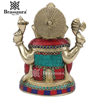 Brass Ganesha Statue For Home Decor And Gift Item Weight 3.2 Kg And Height 8 Inch