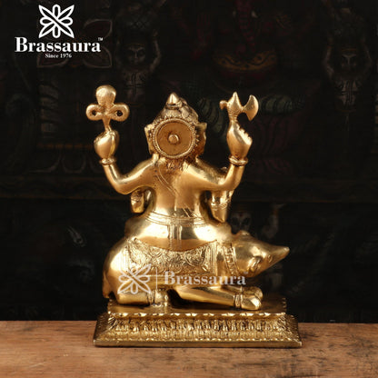 Brassaura™ Brass Ganesha Statue for Home and Decor | Weight 4 Kgs | Height 10 Inches