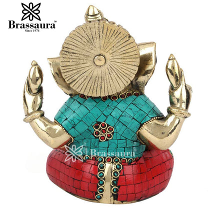 Brass Ganesha Statue For Home Decor And Gift Item Weight 2.4 Kg And Height 7.5 Inch