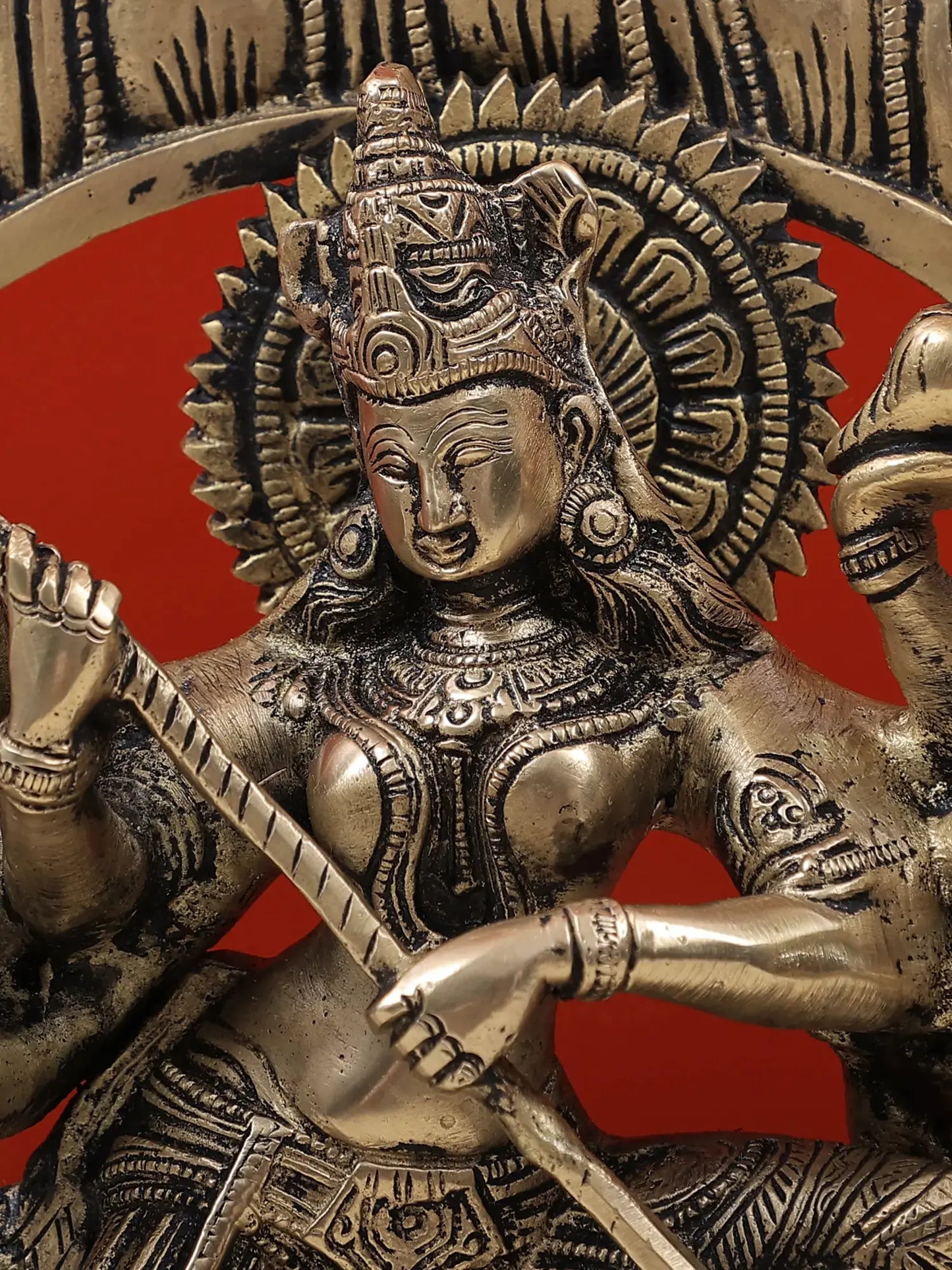 Brassaura® Brass Goddess Kali Statue | Height 12.5 Inches & Weight 7.30 kg