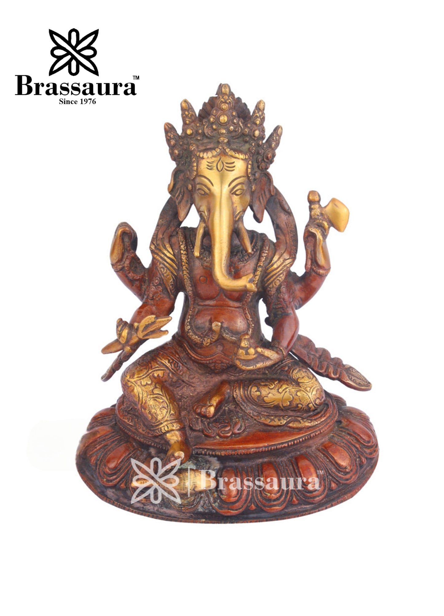 Brass Ganesha Statue For Home Decor And Gift Item Weight 2.5 Kg And Height 8 Inch