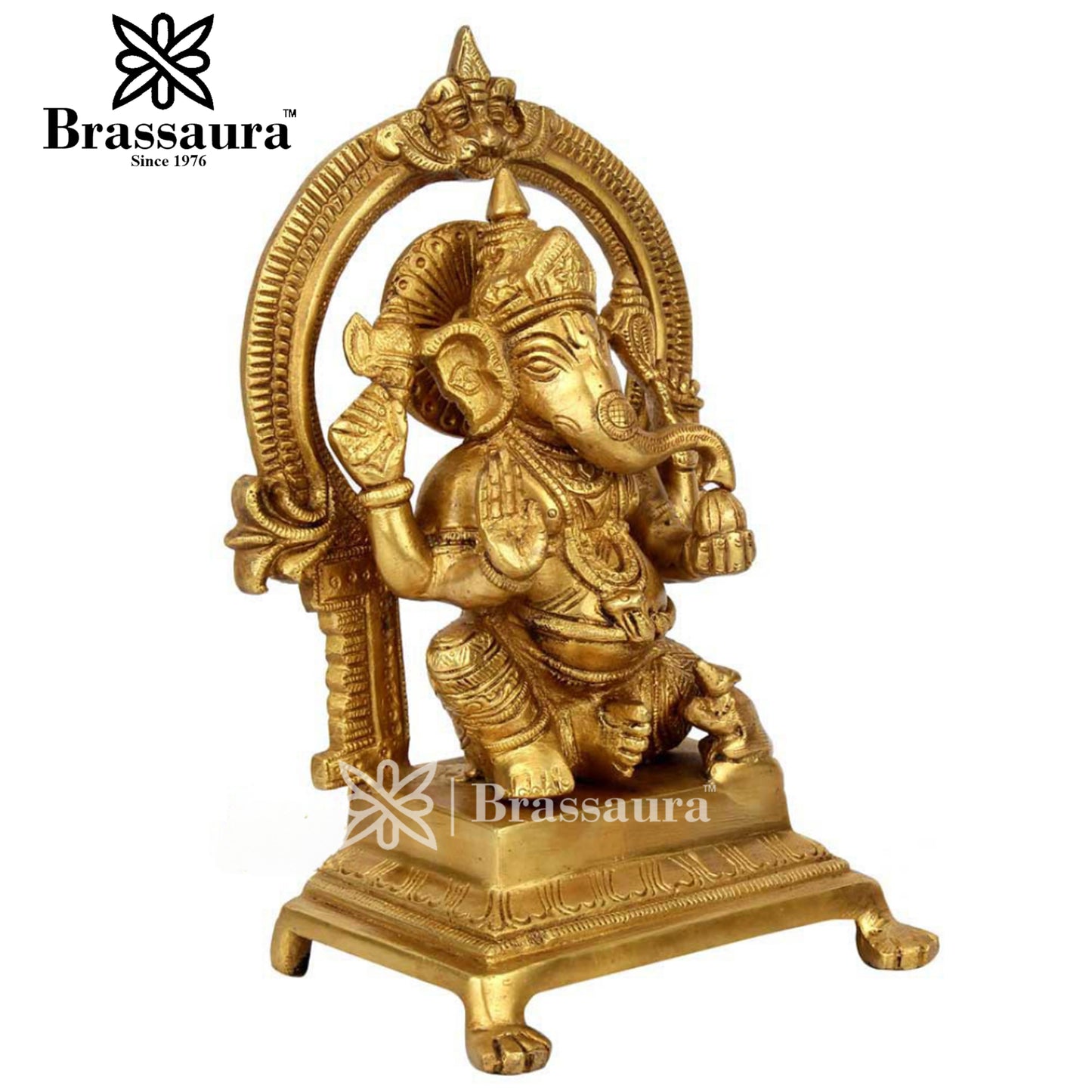 Brass Ganesha Statue For Home Decor And Gift Item Weight 2.5 Kg And Height 9 Inch