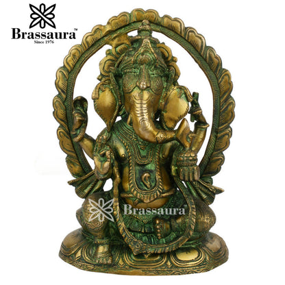 Brass Ganesha Statue For Home Decor And Gift Item Weight 3.3 Kg And Height 10 Inch