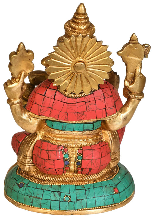 Brassaura™ भगवान गणेश का पीतल का चेहरा, अलंकृत मुकुट सहित | ऊँचाई 25 इंच और वज़न 10 किलो