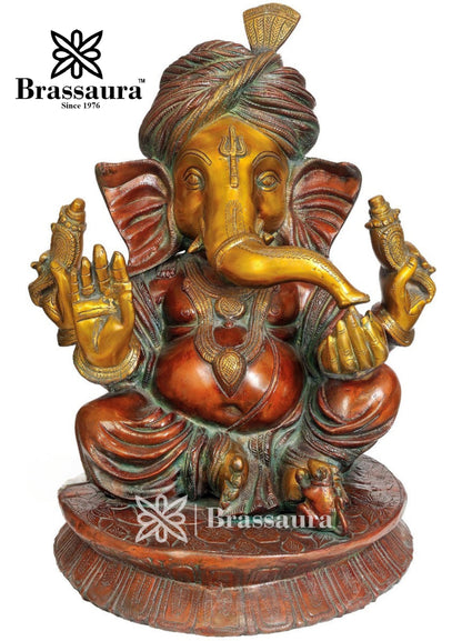 Brass Ganesha Statue For Home Decor And Gift Item Weight 25 Kg And Height 20 Inch