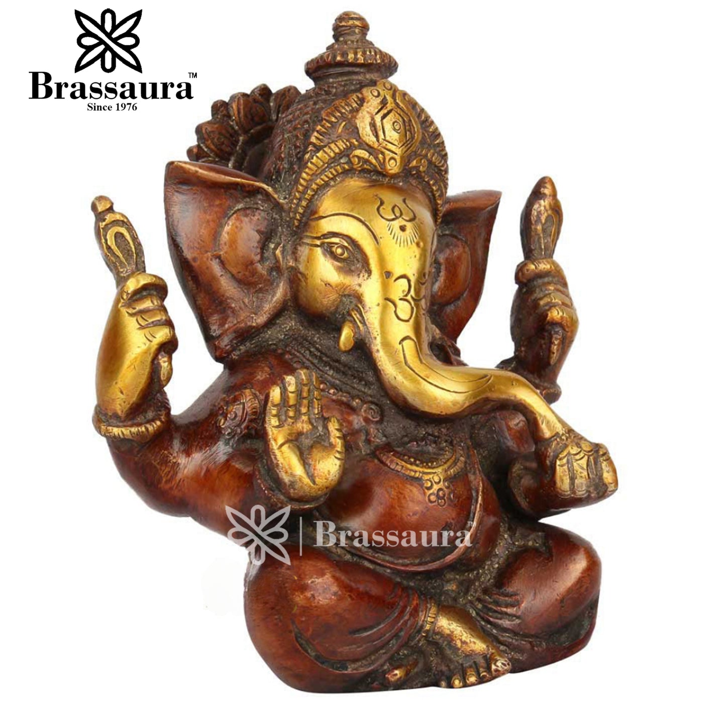 Brassaura™ Brass Ganesha Idol for Home and Decor | Weight 1.5 Kgs | Height 6 Inches