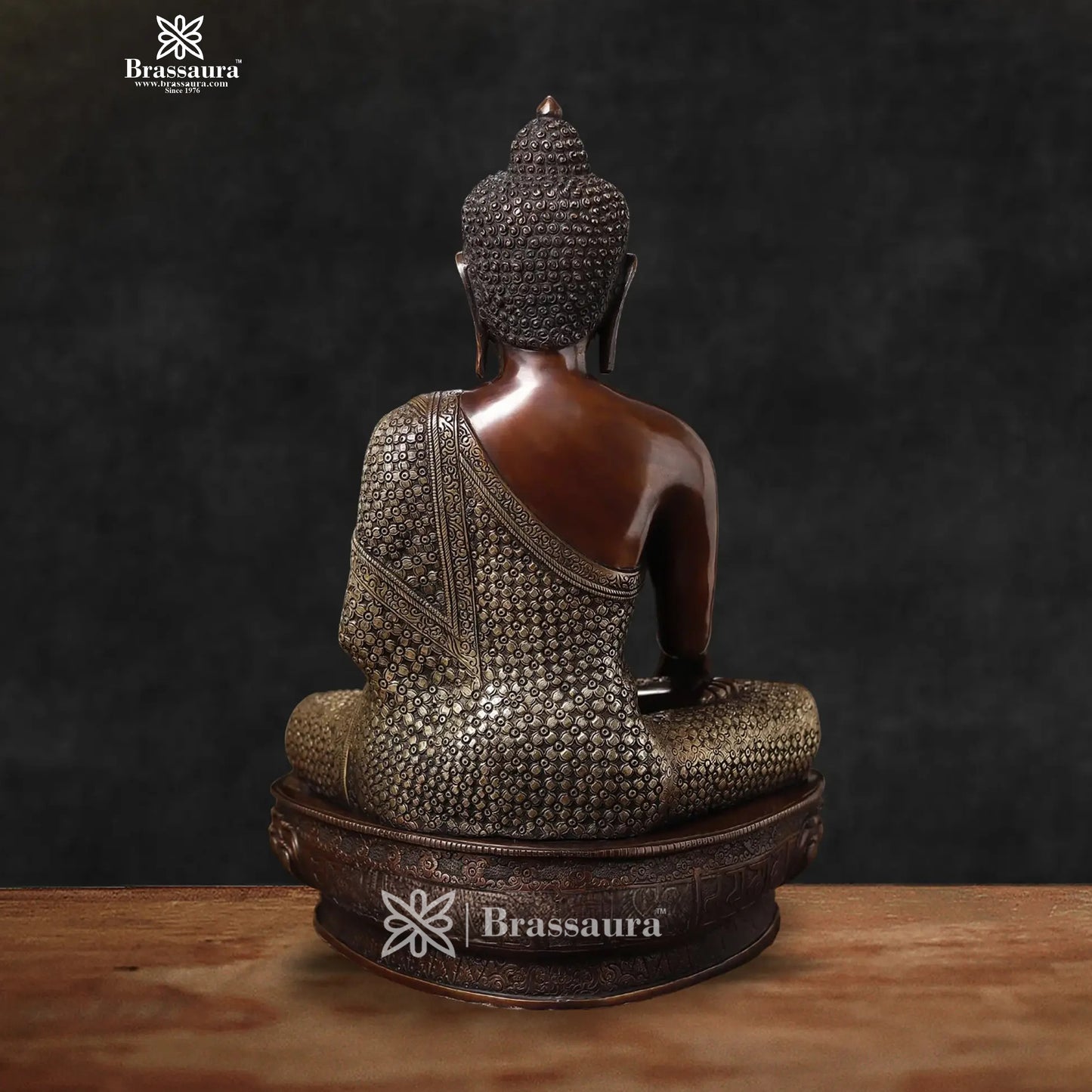 Brass Big Buddha statue for home and decor and gift Item weight 11.2 kg Height 17 inch