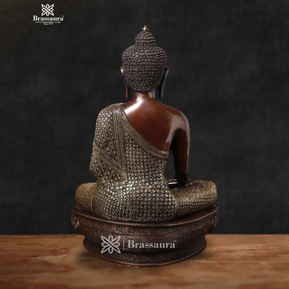 Brass Big Buddha statue for home and decor and gift Item weight 11.2 kg Height 17 inch