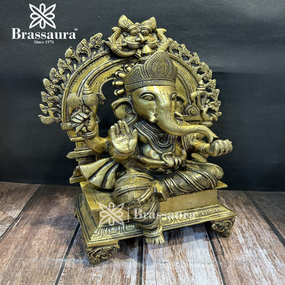 Brass Ganesha Statue For Home Decor And Gift Items Weight 16.8 Kg And Height 19 Inches