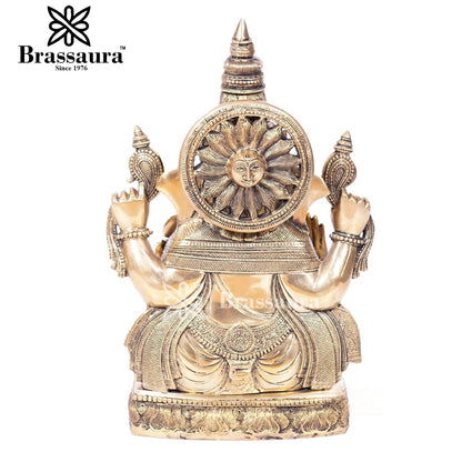 Brassaura™ Brass Ganesha Idol for Home and Decor | Weight 23 Kgs | Height 20 Inches