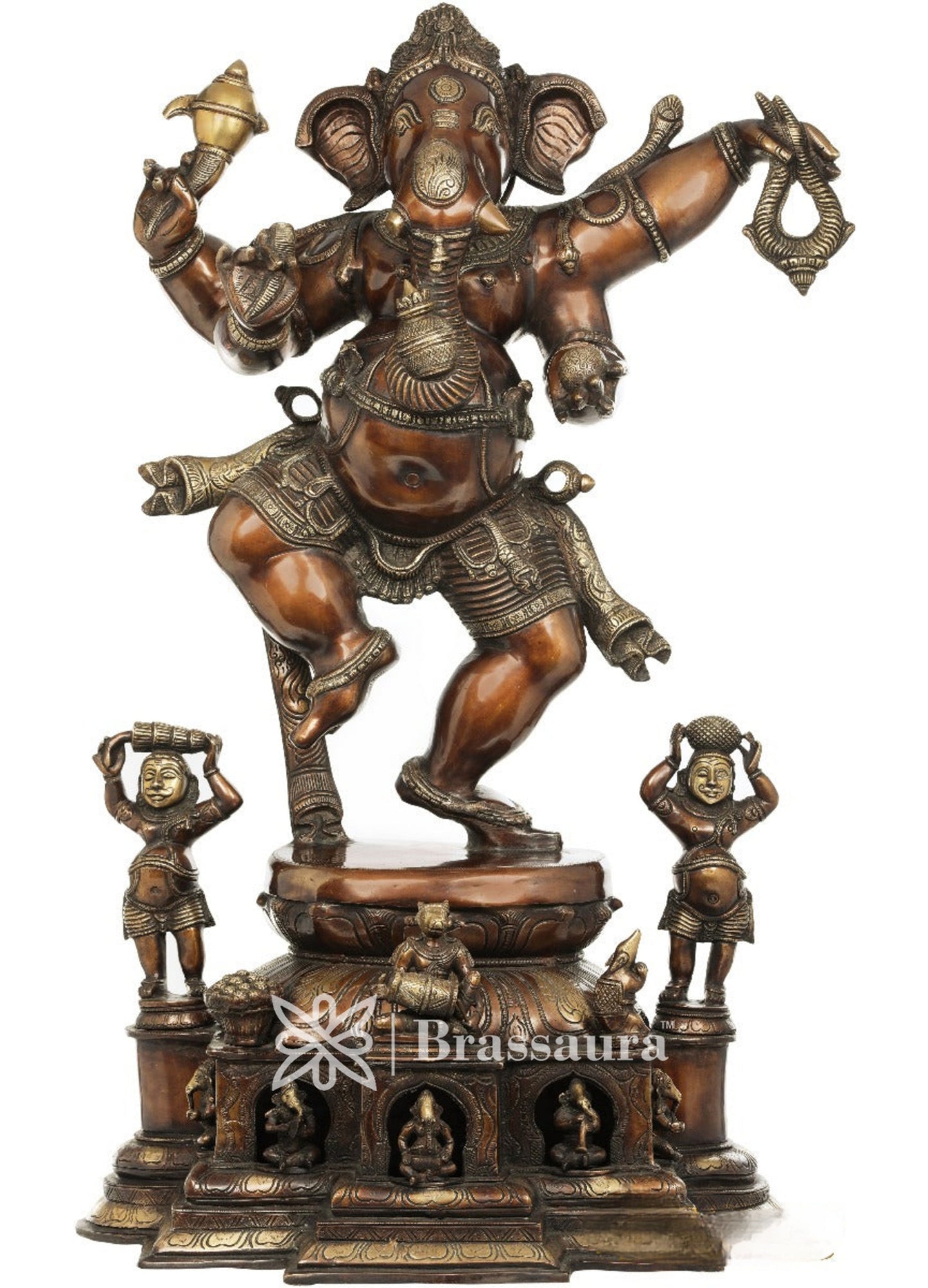 Brass Dancing Ganesha Statue For Home Decor And Gift Item Weight 64 Kg And Height 40 Inch