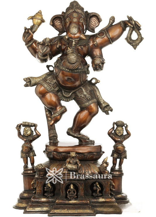 Brass Dancing Ganesha Statue For Home Decor And Gift Item Weight 64 Kg And Height 40 Inch