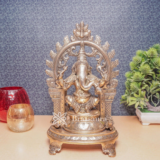 Brass Ganesha Statue For Home Decor And Gift Item Weight 4.3 Kg And Height 12 Inches