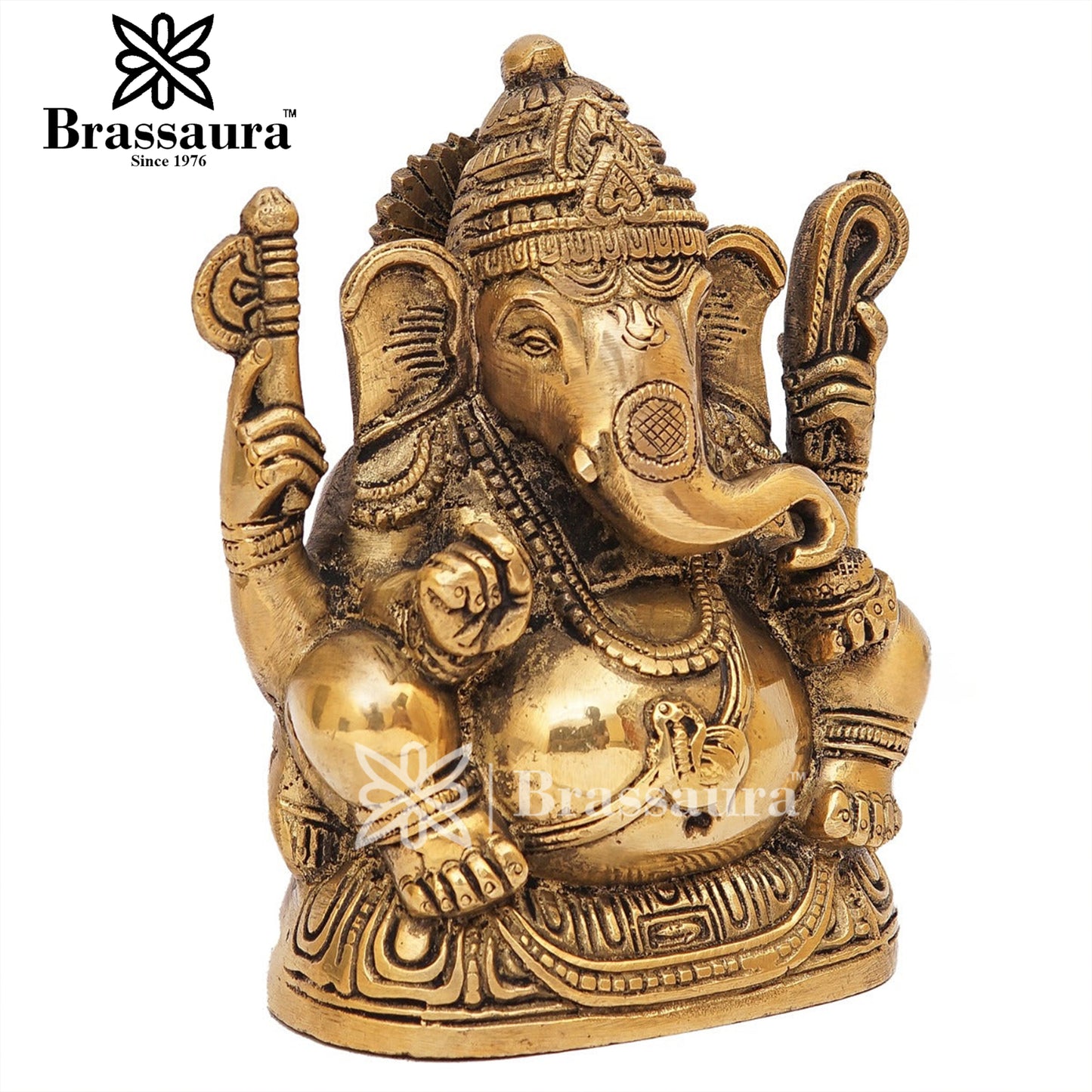 Brass Ganesha Statue For Home Decor And Gift Item Weight 1.3 Kg And Height 5.5 Inches