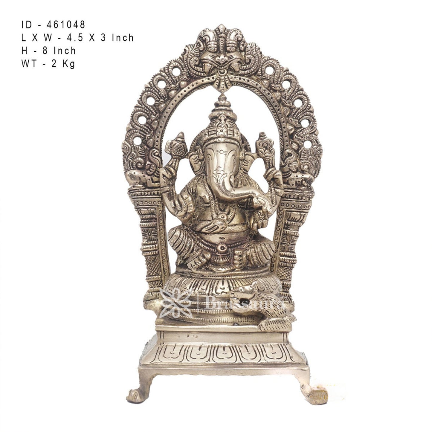 Brass Ganesha Statue For Home Decor And Gift Item Weight 2 Kg And Height 8 Inches